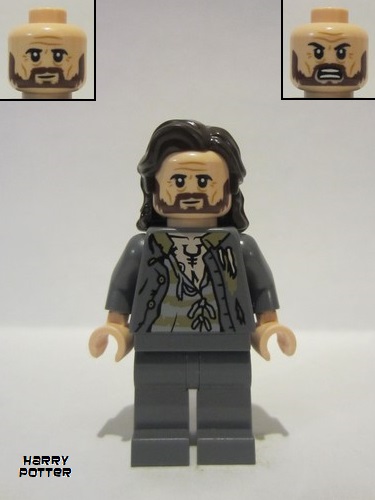 lego 2022 mini figurine hp352 Sirius Black Dark Bluish Gray Tattered Striped Jacket, Plain Legs 