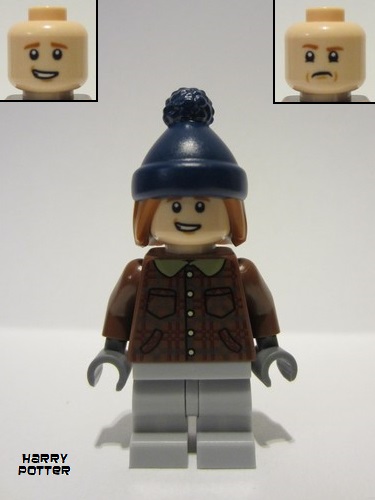 lego 2023 mini figurine hp459 Ron Weasley Reddish Brown Plaid Jacket, Light Bluish Gray Medium Legs, Dark Orange Hair with Dark Blue Stocking Cap 