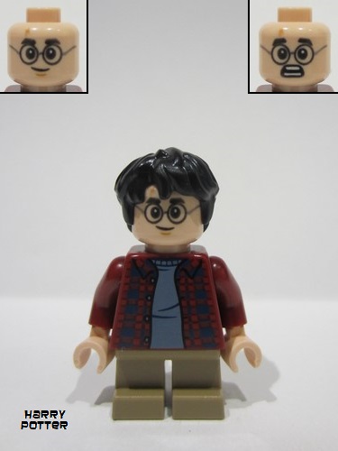 lego 2024 mini figurine hp481 Harry Potter Dark Red Plaid Flannel Shirt, Dark Tan Short Legs 