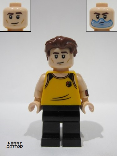 lego 2024 mini figurine hp507 Cedric Diggory Bright Light Orange Hufflepuff Tank Top, Water Bubble over Mouth 