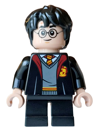 lego 2026 mini figurine hp624 Harry Potter Gryffindor Robe Open, Black Short Legs, Grin / Reddish Brown Eyebrows 