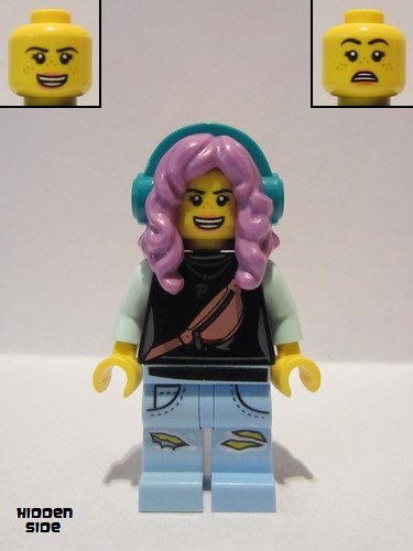 lego 2020 mini figurine hs049 Parker L. Jackson Black Top with Headphones (Open Mouth Smile / Scared) 