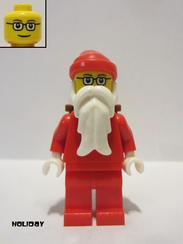 lego 2009 mini figurine hol004 Santa Red Legs, Glasses, D-Basket 