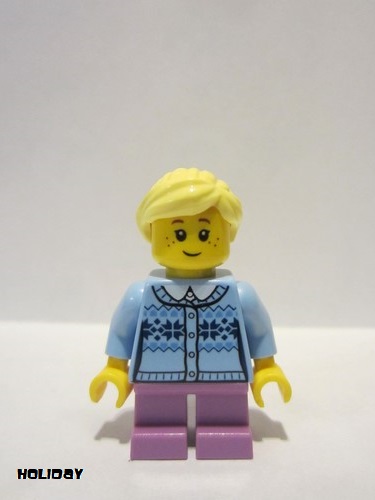 lego 2017 mini figurine hol111 Girl Fair Isle Sweater, Bright Light Yellow Ponytail, Lavender Legs Short, Freckles 