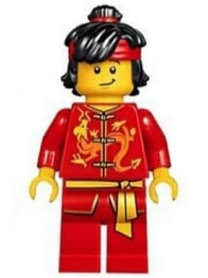 lego 2019 mini figurine hol135 Dragon Dance Performer Top Knot and Headband, Scared / Lopsided Smile 