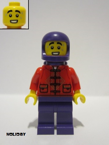 lego 2023 mini figurine hol319 Parade Float Rider Red Tang Shirt, Purple Legs, Space Helmet and Air Tanks 
