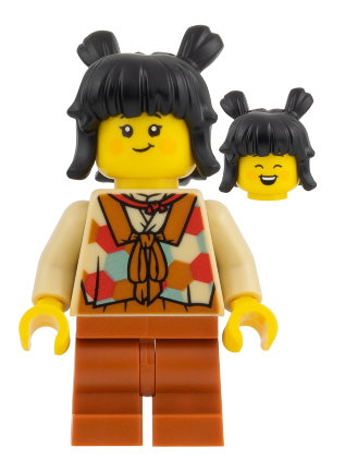 lego 2026 mini figurine hol426 Child Tan Vest, Black Hair, Dark Orange Mid Legs 