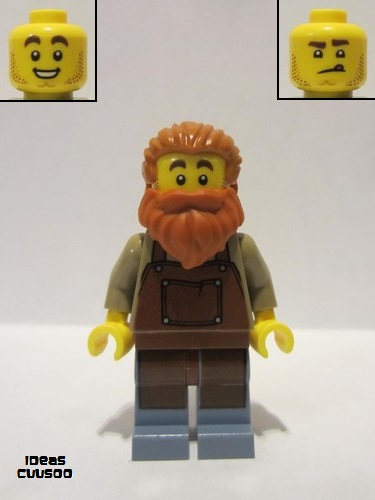 lego 2021 mini figurine idea082 Blacksmith Reddish Brown Apron 