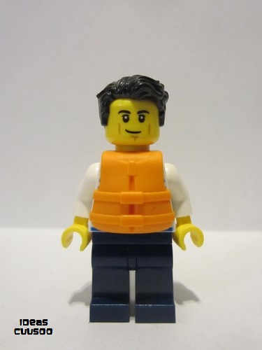 lego 2021 mini figurine idea097 Sailor Male with Life Jacket, Dark Blue Legs 