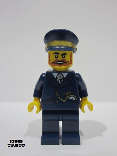 lego 2023 mini figurine idea177 Railway Station Manager Dark Blue Suit and Cap 