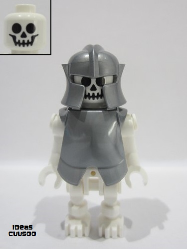 lego 2024 mini figurine idea187 Skeleton Standard Skull, Bent Arms Vertical Grip, Flat Silver Helmet and Armor Breastplate (Fighter) 