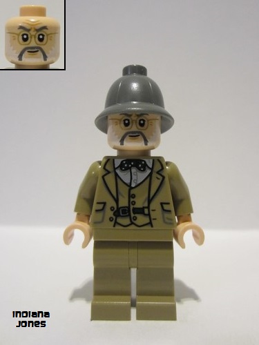 lego 2023 mini figurine iaj047 Professor Henry Jones Sr. Dark Bluish Gray Pith Helmet 