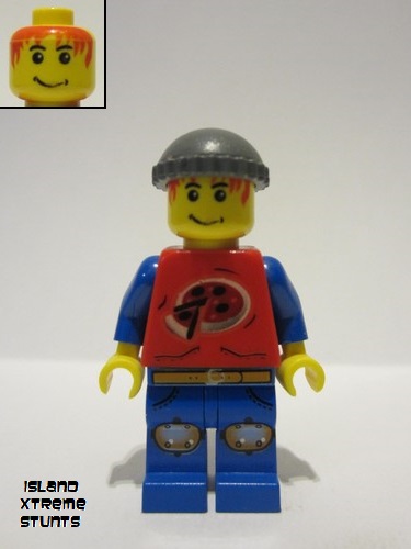 lego 2005 mini figurine ixs011 Xtreme Stunts Pepper Roni Dark Bluish Gray Knit Cap 