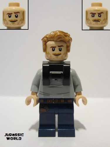 lego 2023 mini figurine jw102 Owen Grady Open Neck Shirt, Neck Bracket 