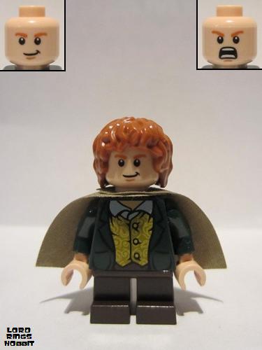 lego 2012 mini figurine lor016 Meriadoc Brandybuck Merry, Dark Orange Hair 