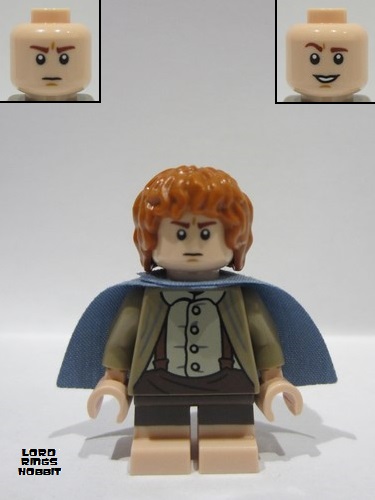 lego 2023 mini figurine lor113 Samwise Gamgee Sand Blue Cape, Light Nougat Feet 