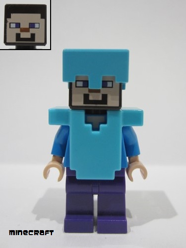 lego 2015 mini figurine min020 Steve Medium Azure Helmet and Armor 