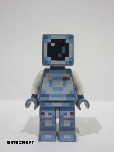 lego 2016 mini figurine min037 Minecraft Skin 4 Pixelated, White and Bright Light Blue Spacesuit and Dark Blue Visor 