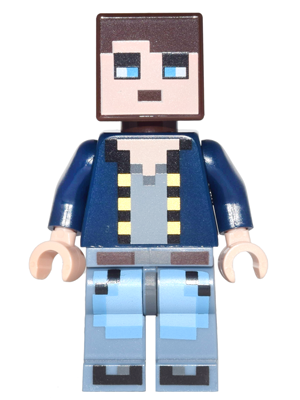 lego 2016 mini figurine min041 Minecraft Skin 8 Pixelated, Dark Blue Jacket and Bright Light Blue and Sand Blue Legs 