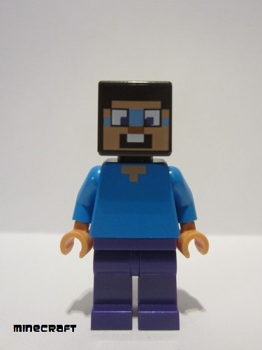 lego 2024 mini figurine min160 Steve Dark Purple Legs, Dark Azure Around Eyes 