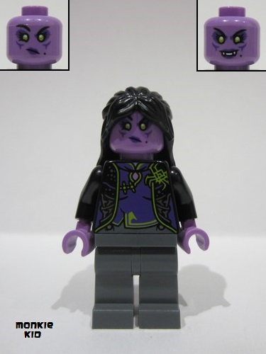 lego 2024 mini figurine mk134 Spider Queen Black Hair, Dark Bluish Gray Legs 