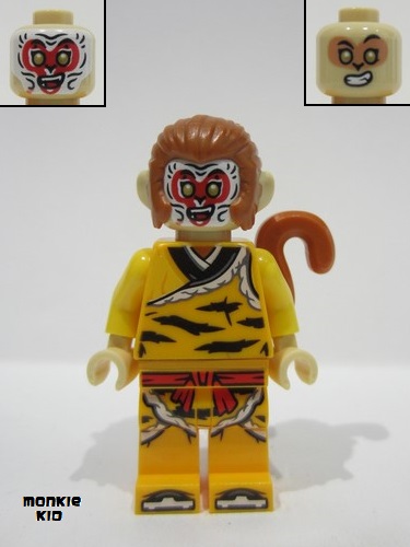 lego 2024 mini figurine mk138 Monkey King Bright Light Orange Robe, Black Animal Stripes, Red Sash, White Mask 