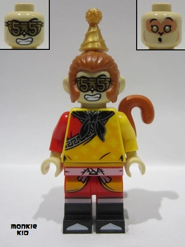 lego 2024 mini figurine mk157 Monkey King Yellow Robe, Black Bandana, Pearl Gold Party Hat 