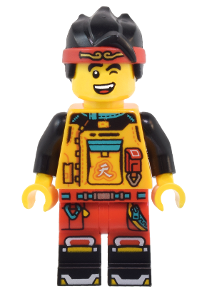 lego 2024 mini figurine mk172 Monkie Kid Bright Light Orange Racing Suit, Red Legs 