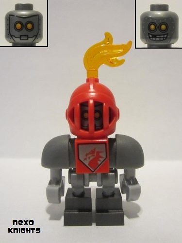 lego 2017 mini figurine nex105 Macy Bot Dark Bluish Gray Shoulders and Red Helmet 