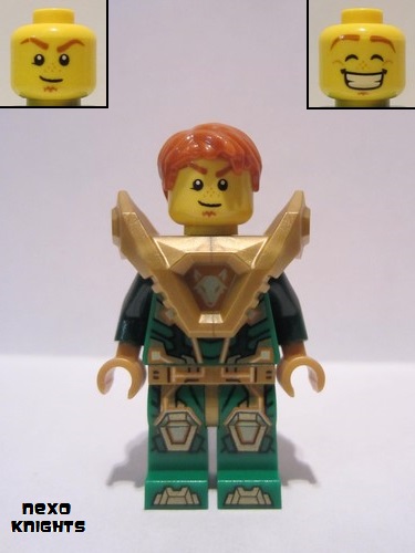 lego 2018 mini figurine nex144 Aaron Pearl Gold Armor, Hair 