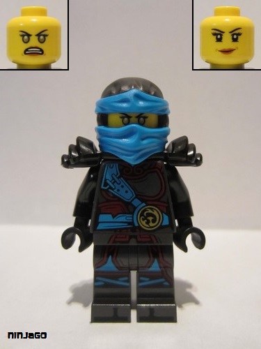 lego 2017 mini figurine njo279 Nya Hands of Time, Black Shoulder, Dual Sided Head 