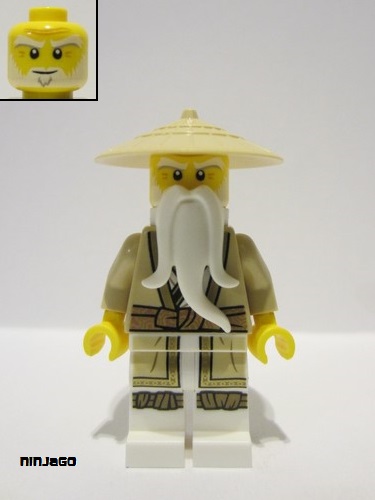 lego 2023 mini figurine njo805 Wu Sensei Legacy, Tan Robe, Braided Ponytail 