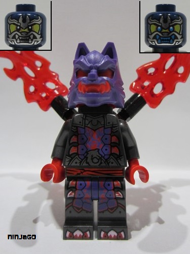 lego 2024 mini figurine njo899 Wolf Mask Warrior Dark Purple and Red Mask, Energy Claws 