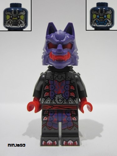 lego 2024 mini figurine njo903 Wolf Mask Warrior Dark Purple and Red Mask, Neck Bracket 