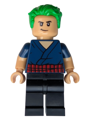 lego 2025 mini figurine op006 Roronoa Zoro Dark Blue Shirt, Hair 