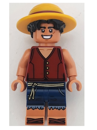 lego 2025 mini figurine op018 Monkey D. Luffy Hair Combo, Hair with Hat, Open Mouth Smile / Angry 