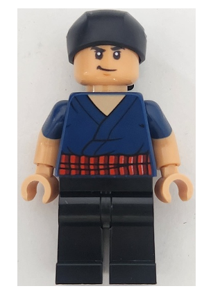 lego 2025 mini figurine op019 Roronoa Zoro Dark Blue Shirt, Black Bandana 
