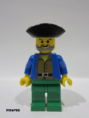 lego 1996 mini figurine pi034 Pirate Brown Shirt, Green Legs, Black Pirate Triangle Hat 