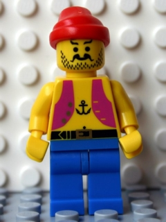 lego 2009 mini figurine pi013new Pirate Anchor Light Purple Vest, Blue Legs, Red Bandana (Reissue) 