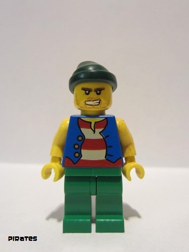 lego 2009 mini figurine pi103 Pirate Blue Vest, Green Legs, Dark Green Bandana, Bared Teeth 