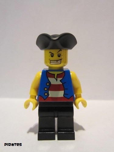 lego 2009 mini figurine pi127 Pirate Blue Vest, Black Legs, Tricorne Hat 