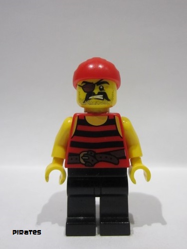 lego 2015 mini figurine pi159 Pirate 1 Black and Red Stripes, Black Legs, Eyepatch 