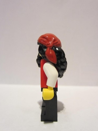 LEGO Minifigure Hair BLACK 11254pb02 Female Mid-Length Part Front w RED Rag Wrap 