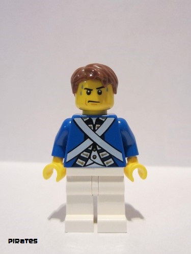 lego 2015 mini figurine pi173 Bluecoat Soldier 5 Sweat Drops, Reddish Brown Hair 