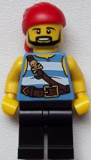 lego 2015 mini figurine pi178 Pirate Medium Blue and White Stripes, Black Legs 