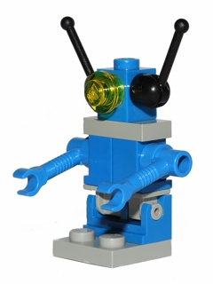 lego 1985 mini figurine sp076 Classic Space Droid Plate Base, Blue and Light Gray with Trans-Yellow Eye and Black Antennae 