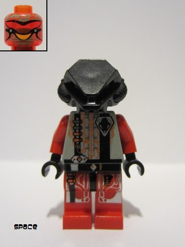 lego 1998 mini figurine sp047 UFO Zotaxian Alien Red Pilot with Plain Black Helmet (Chamon) 