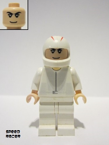 lego 2008 mini figurine sr008 Speed Racer White Racing Coveralls 