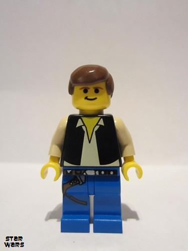 lego 2000 mini figurine sw0014 Han Solo Printed light blue legs, black vest<br/>(Falcon) 