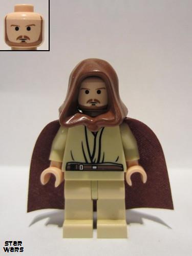 lego 2007 mini figurine sw0172a Qui-Gon Jinn Light Nougat<br/>Chin dimple 